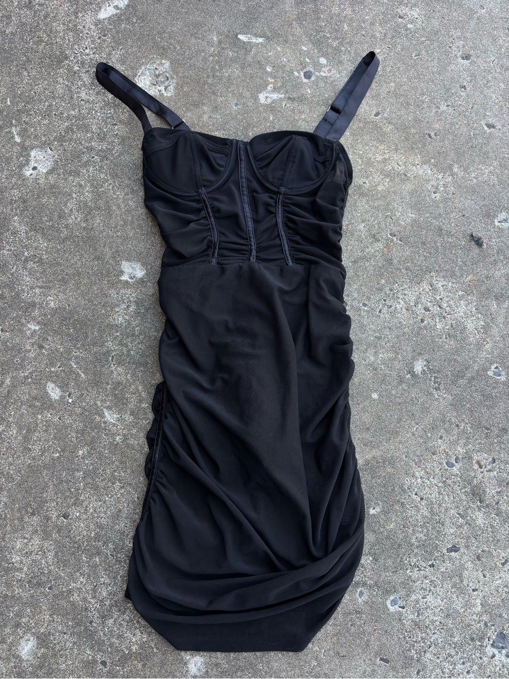 Lioness Black Ruched Bustier Mini Dress